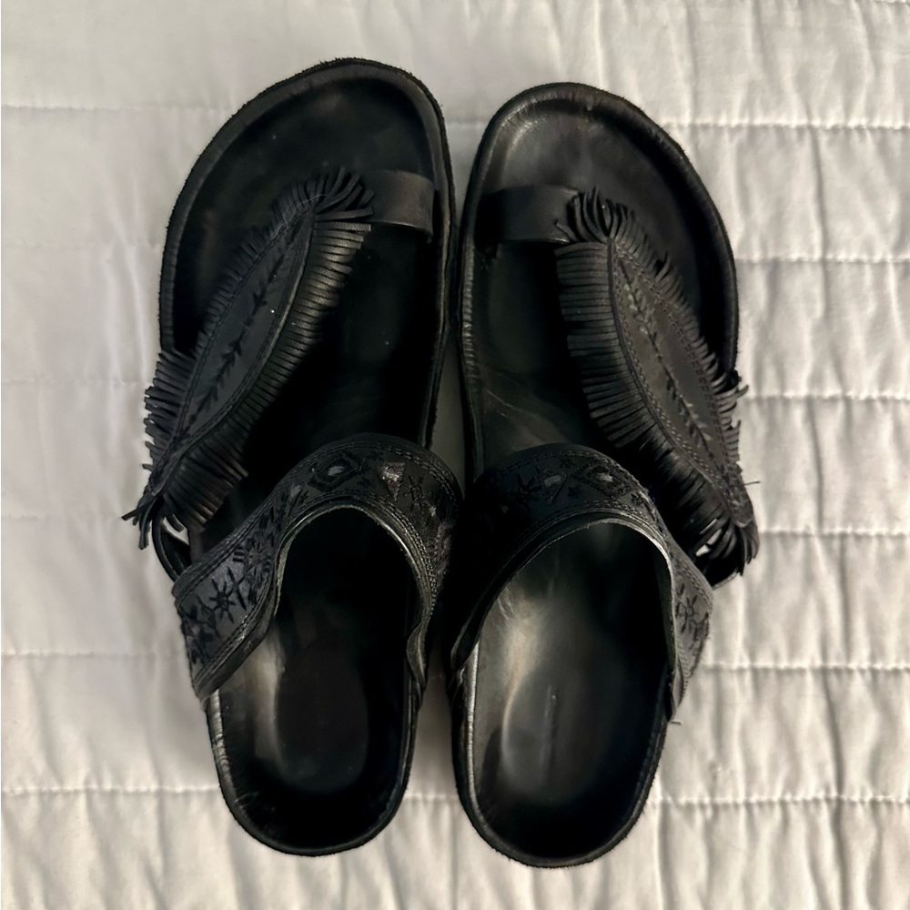 Isabel Marant Embroidered Leather Fringe Sandals